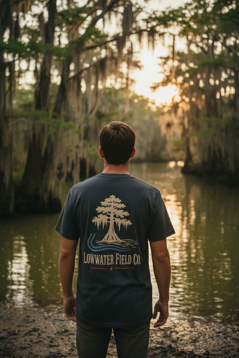 Lowwater Cypress Heritage Tee – Charcoal
