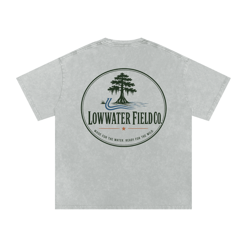Snow Washed Oversized Cotton T-Shirt Light Gray - Lowwater Field Co.